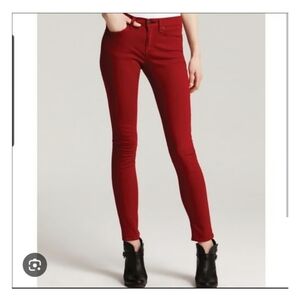 NWOT Rag & Bone High Rise Skinny Jeans Denim Red Stretch sz 25.